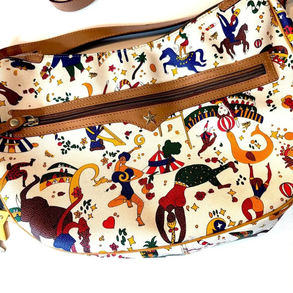 Piero Guidi Magic Circus Cream Shoulder Crossbody Bag w/ Doll Charm Italy
